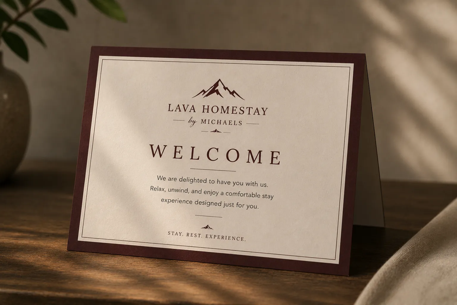 Lava Homestay by Michaels: Welcome Card